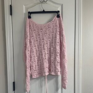 Francesca's Collections Light Pink Off-the-Shoulder Sweater
